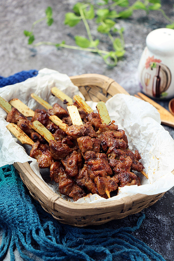 孜然鸭肉串成品图